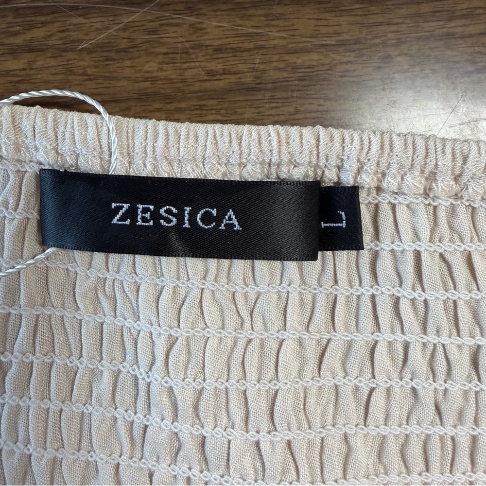 ZESICA Smocked Cottagecore Midi Dress Cream Milkmaid Spring Boho Large - Picture 7 of 9